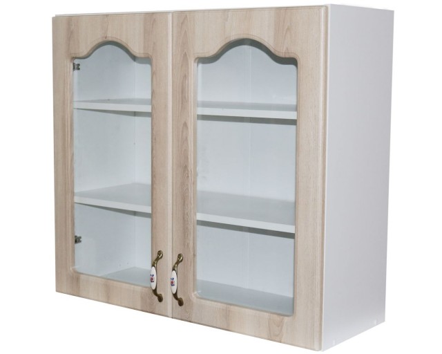 Corp superior vitrina 80 cu 2 usi orizontale Zebra MDF sonoma mustata